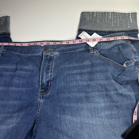 Lane Bryant Jeans Womens 26 Blue Mid Rise Boyfriend Embellished Denim NWT $90 - Picture 10 of 13